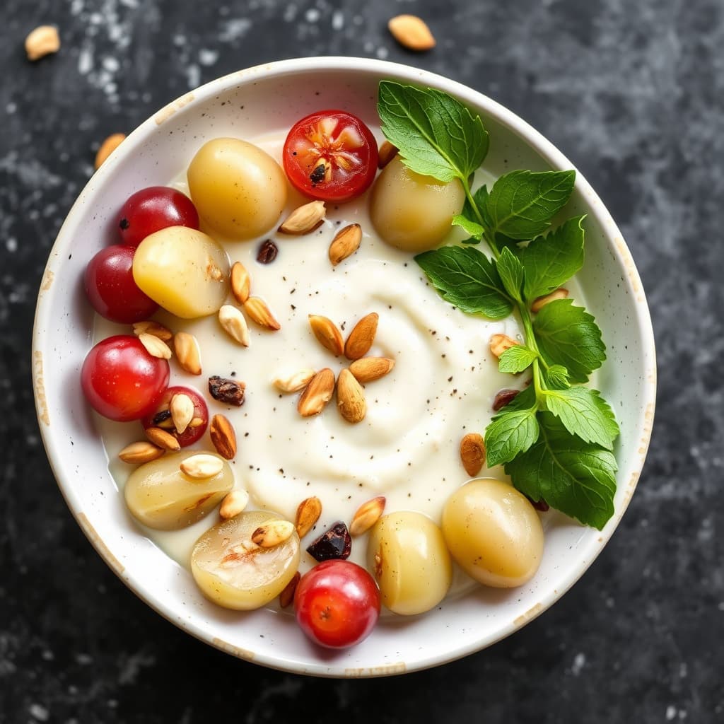 Hvit gazpacho med druer og ristet mandel