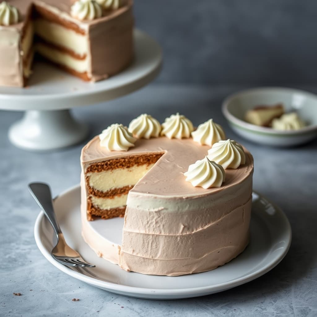 Hvit og melkesjokolademousse-kake