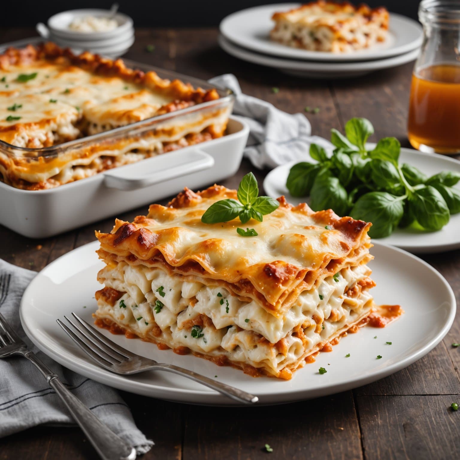 Hvit ost og kyllinglasagne