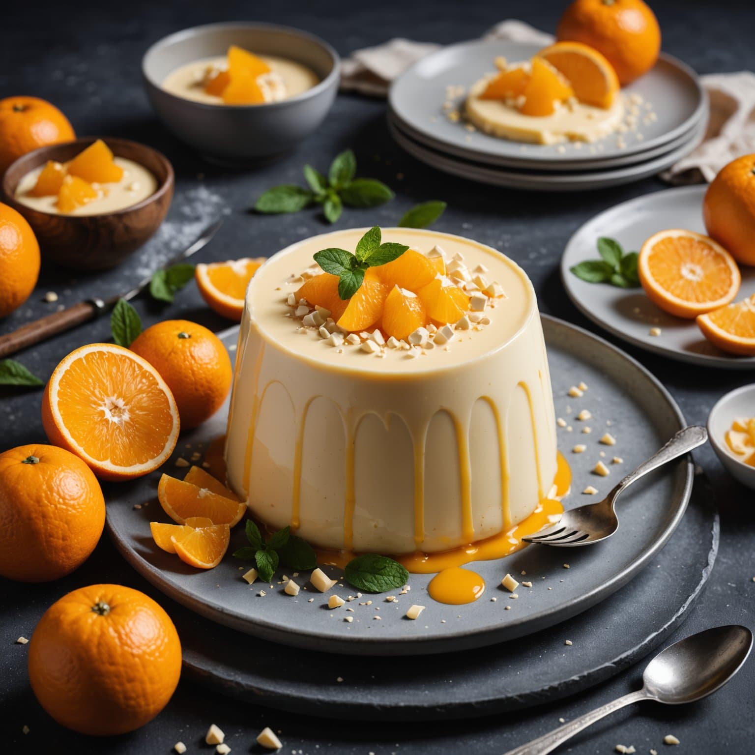 Hvit sjokolade- og appelsinpudding