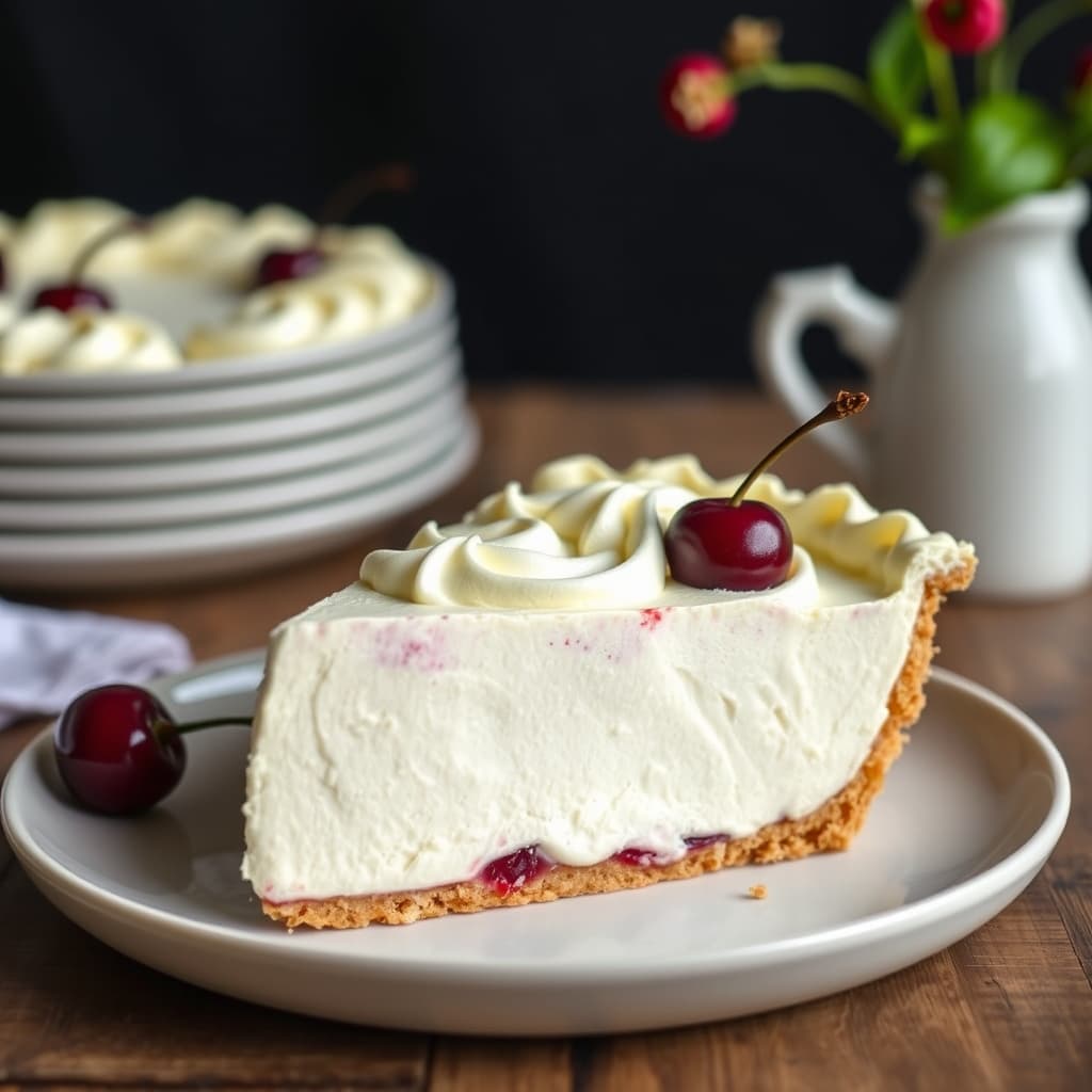 Hvit sjokolade- og kirsebærmoussepai