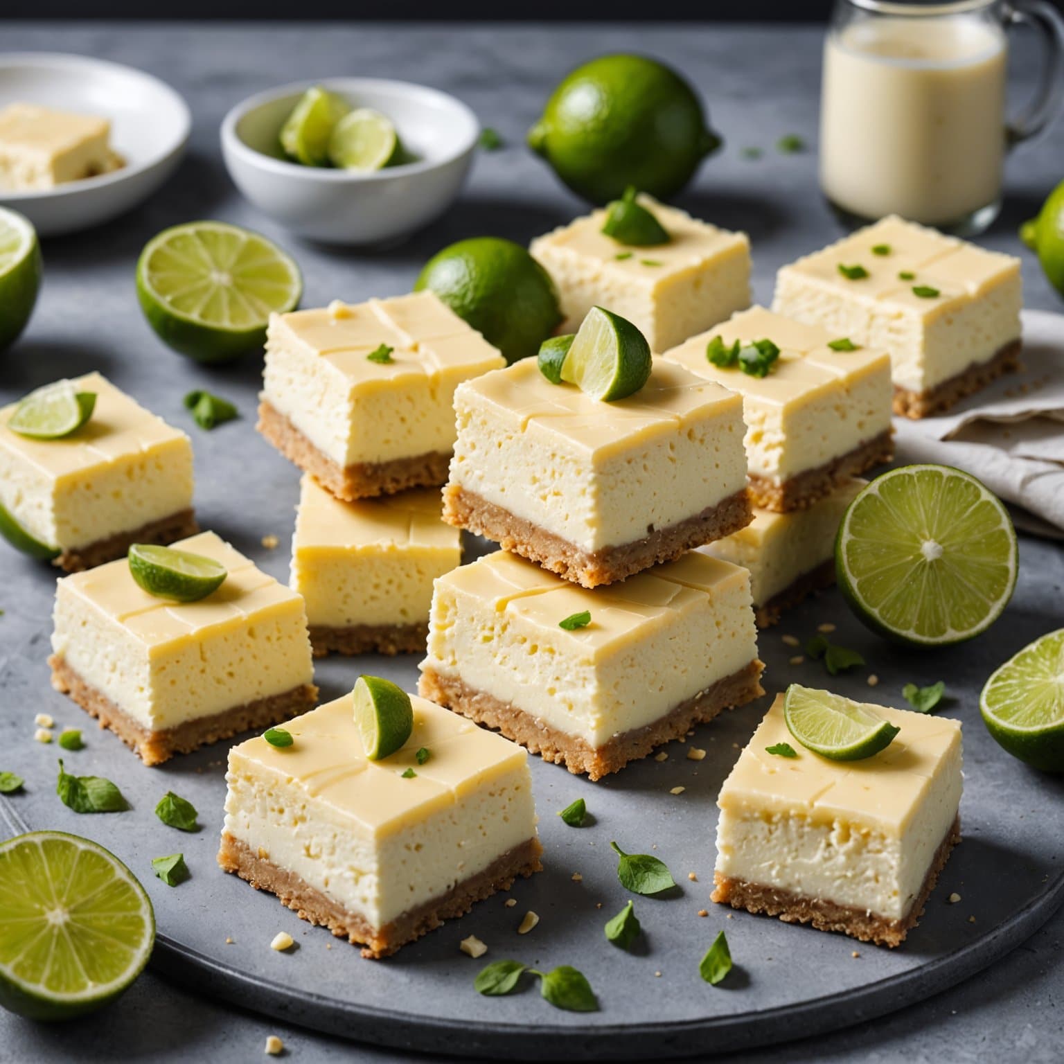 Hvit sjokolade- og limecheesecake-kaker