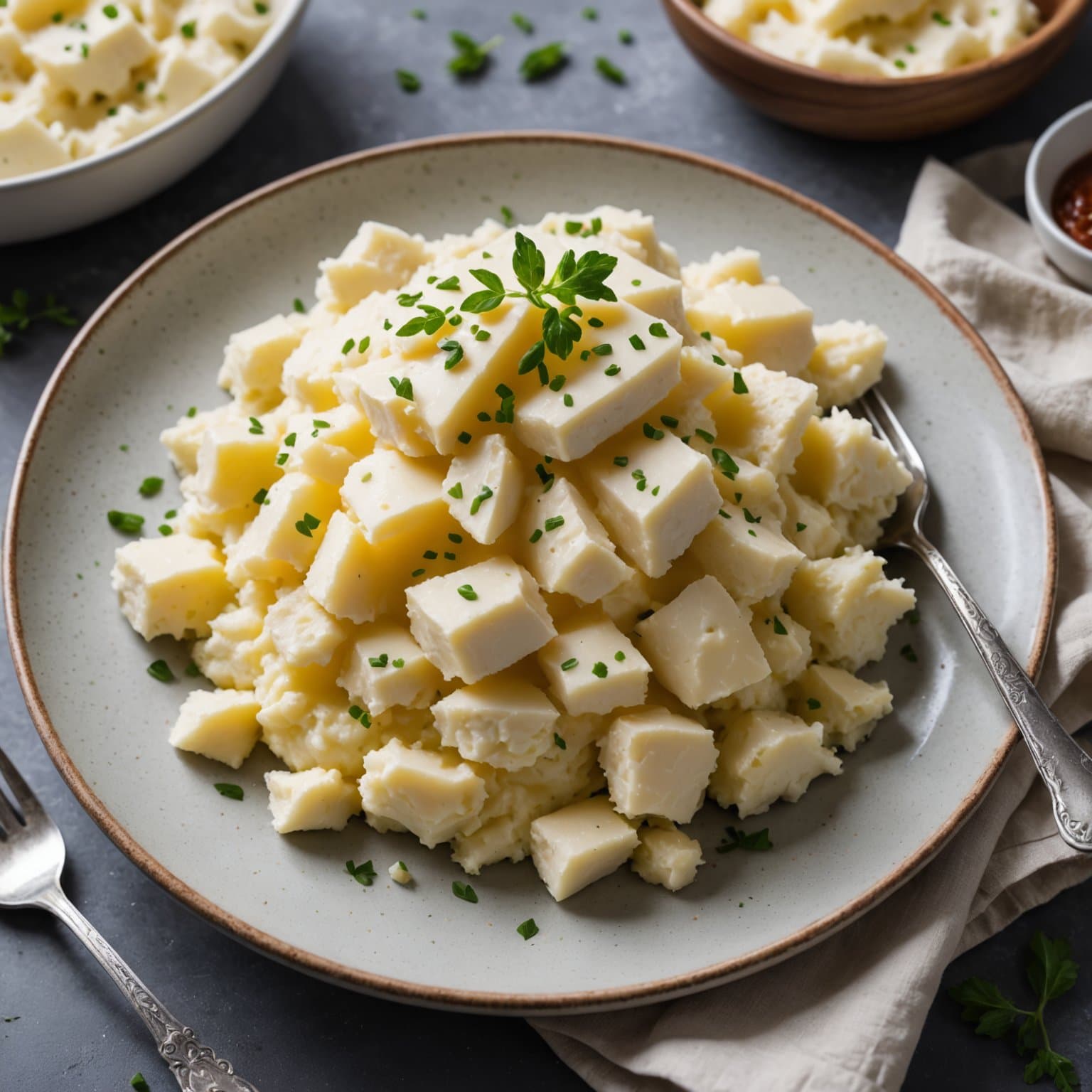 Hvit sjokolade-vaniljemos av poteter