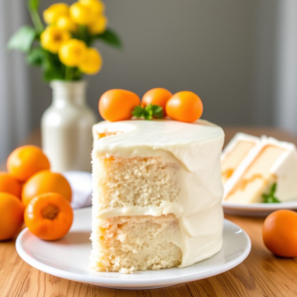 Hvit sjokoladekake med aprikosfyll og hvit sjokolade-smørkrem