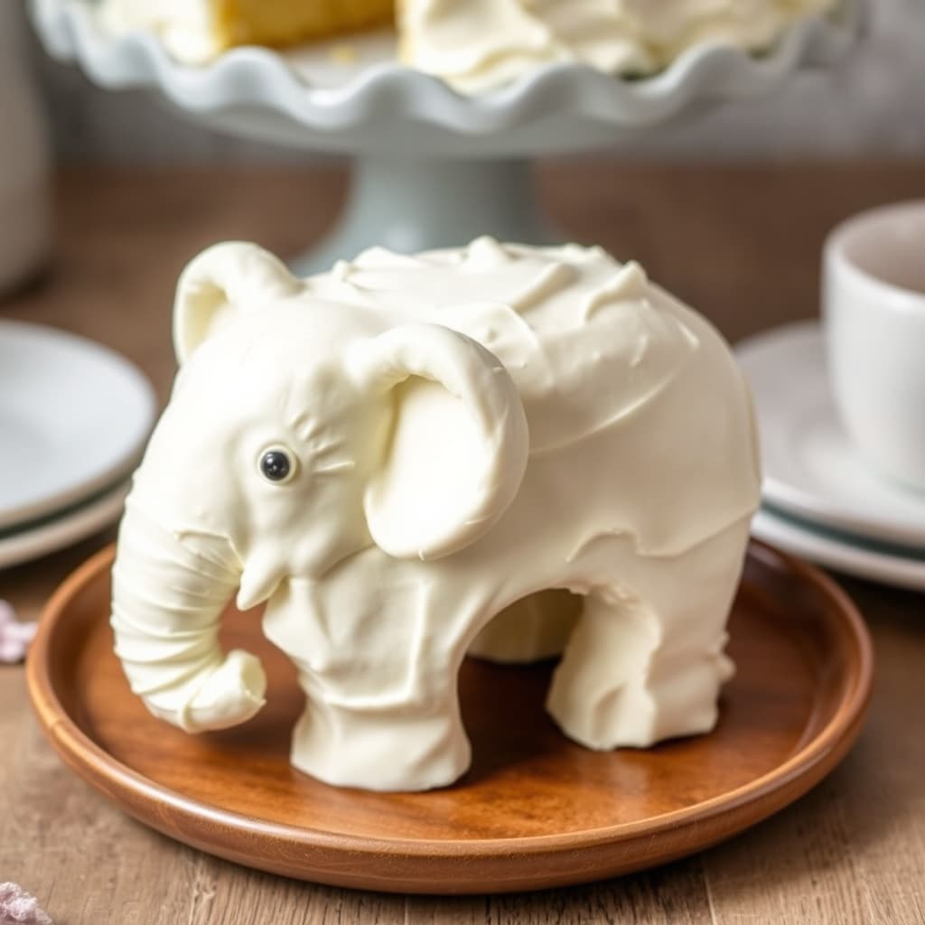 Hvite elefantkaker med smørkremglasur