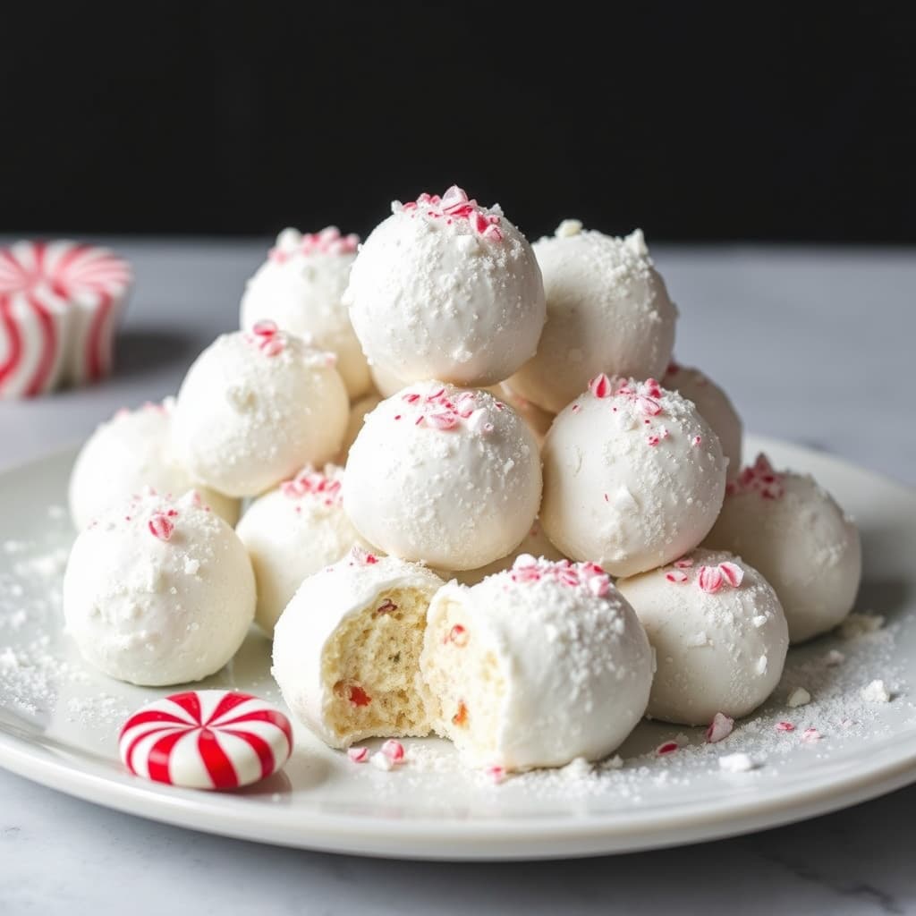 Hvite peppermynte-sneballer