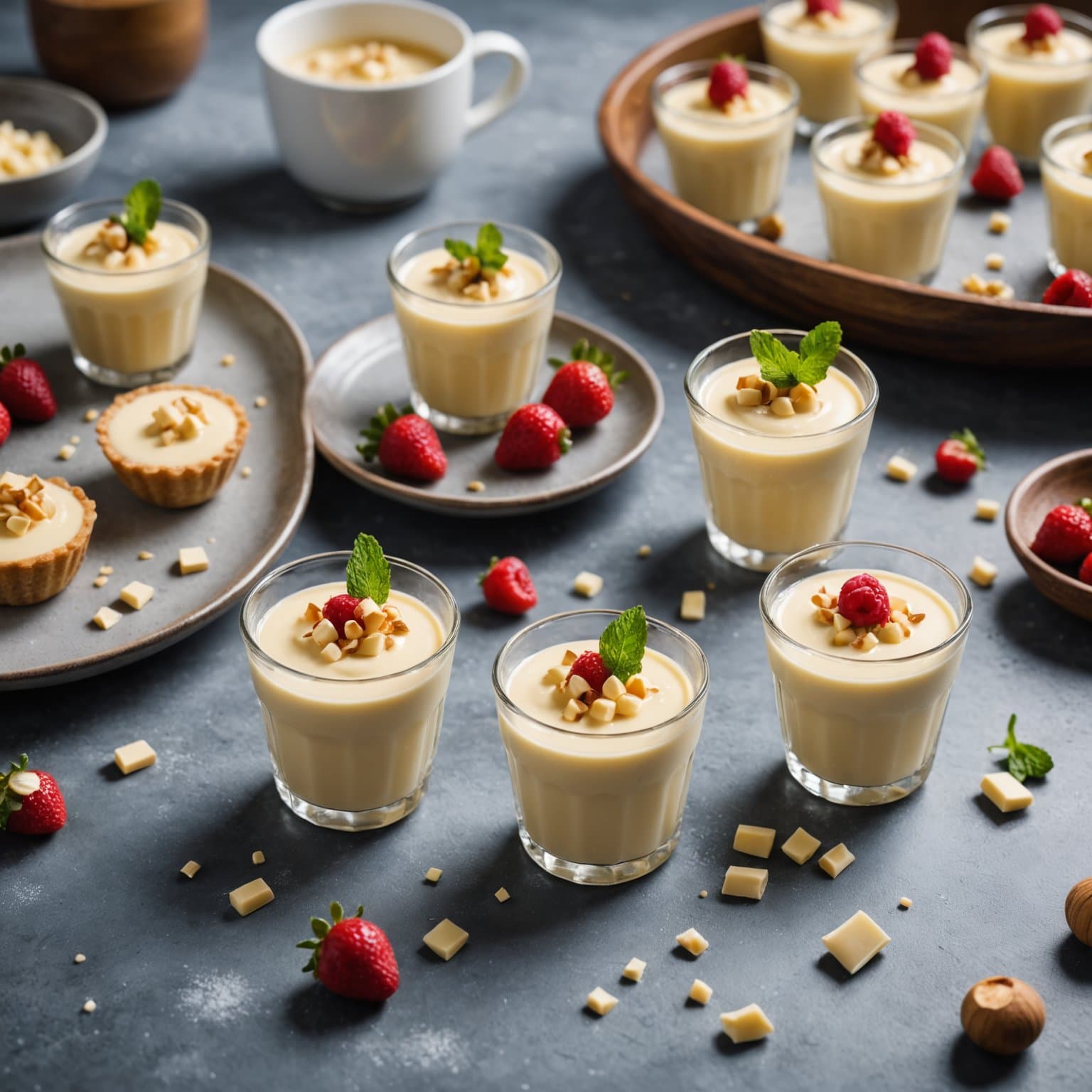 Hvite sjokoladepudding-shots