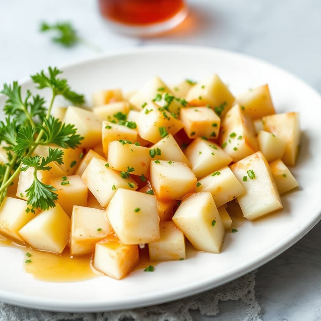 Hvite søtpoteter med mirin og honning