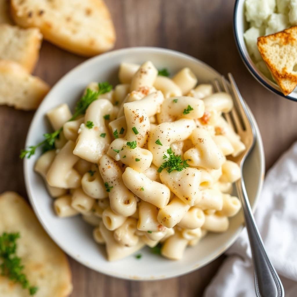 Hvite trøfler med makaroni og ost