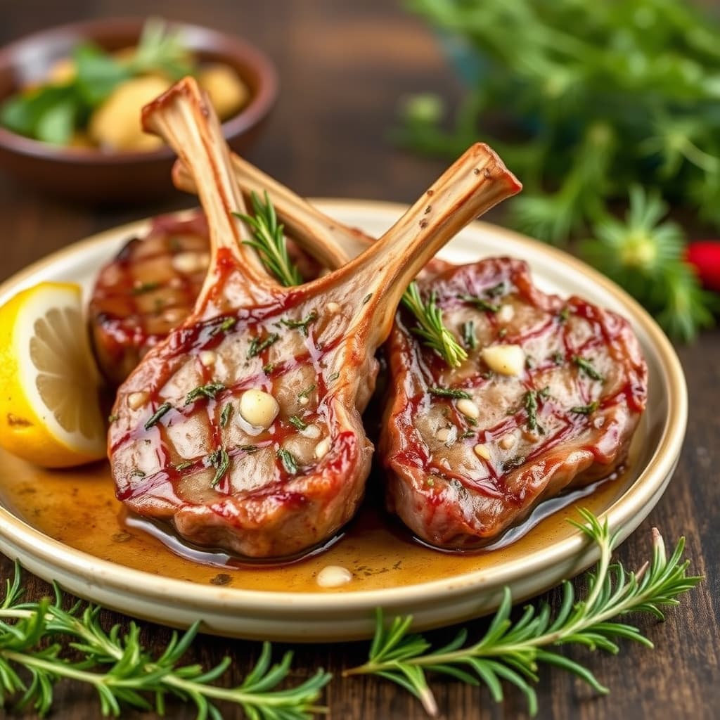 Hvitløk og rosmarin-marinerte lammekoteletter