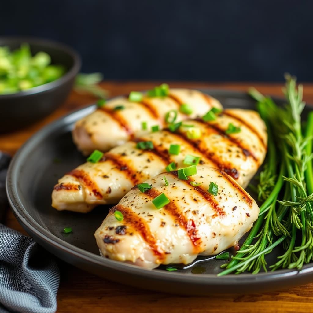 Hvitløk- og rosmarinklippet grillet kylling med vårløk