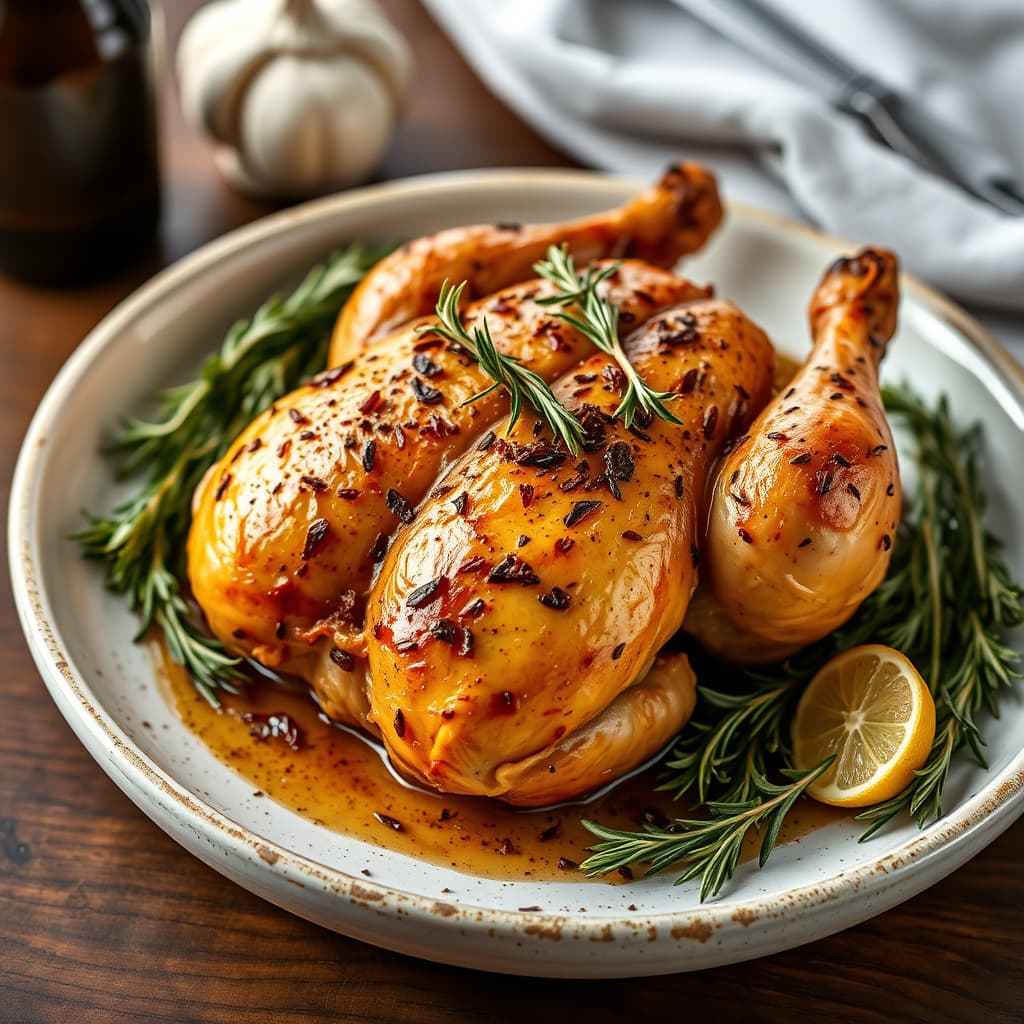 Hvitløk- og rosmarinstekt kylling