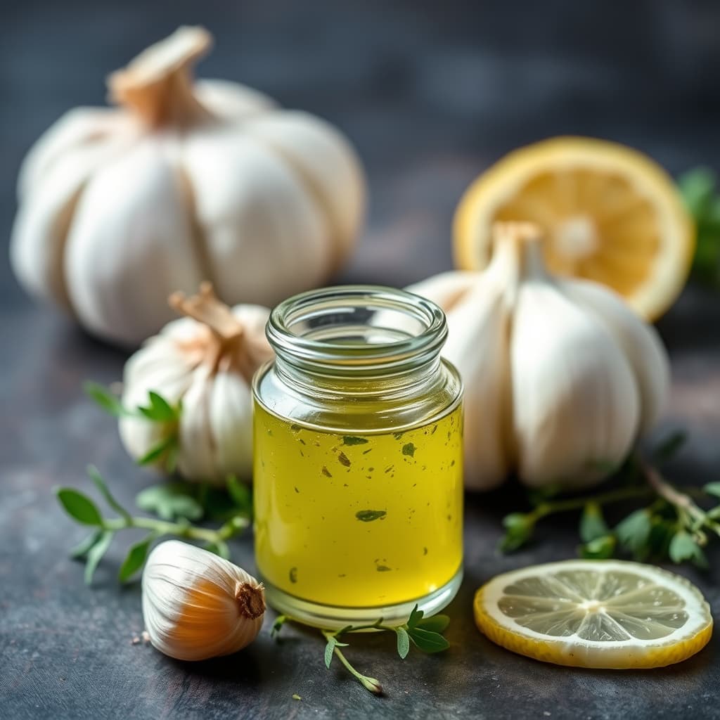 Hvitløk-, oregano- og sitronvinaigrette