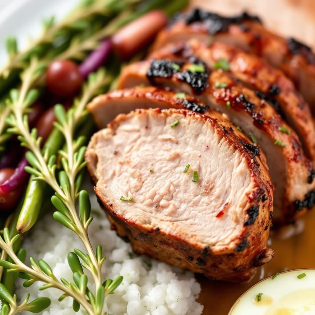 Hvitløk-urteskåret grillet svinefilet