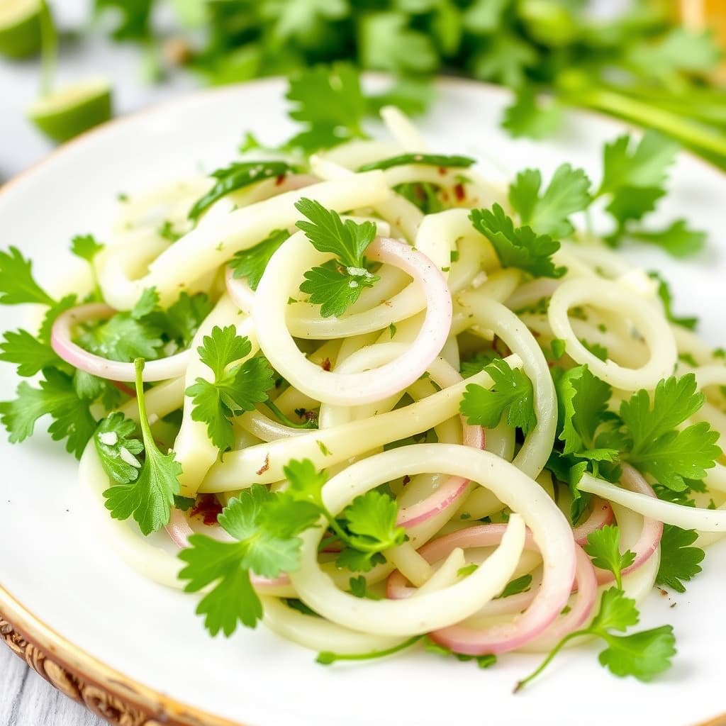 Hvitløksløk, fennikel og vannkresse salat