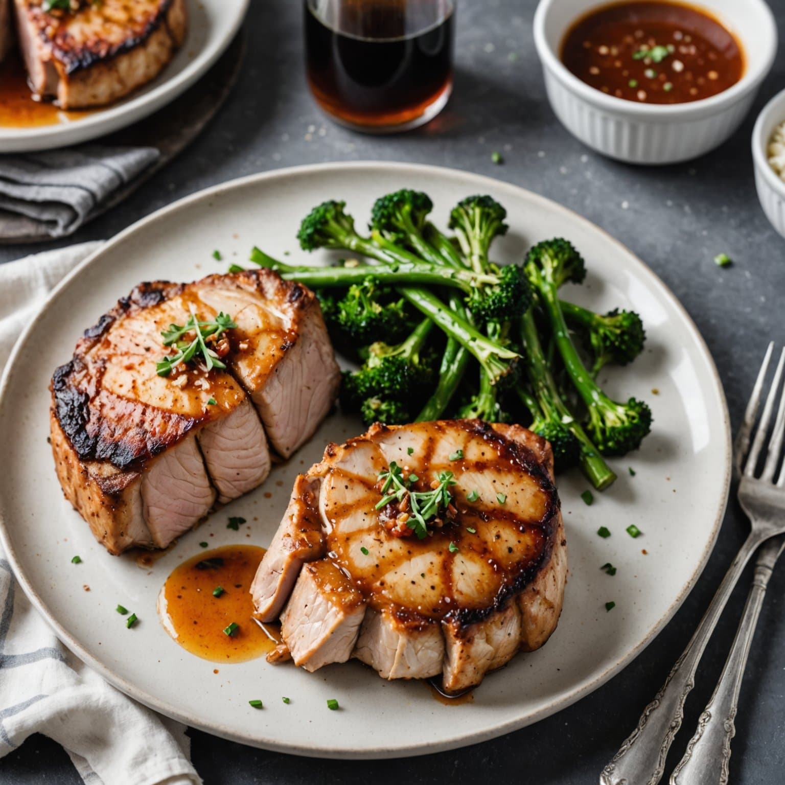 Hvitløksmarinerte ovnsbakte svinekoteletter