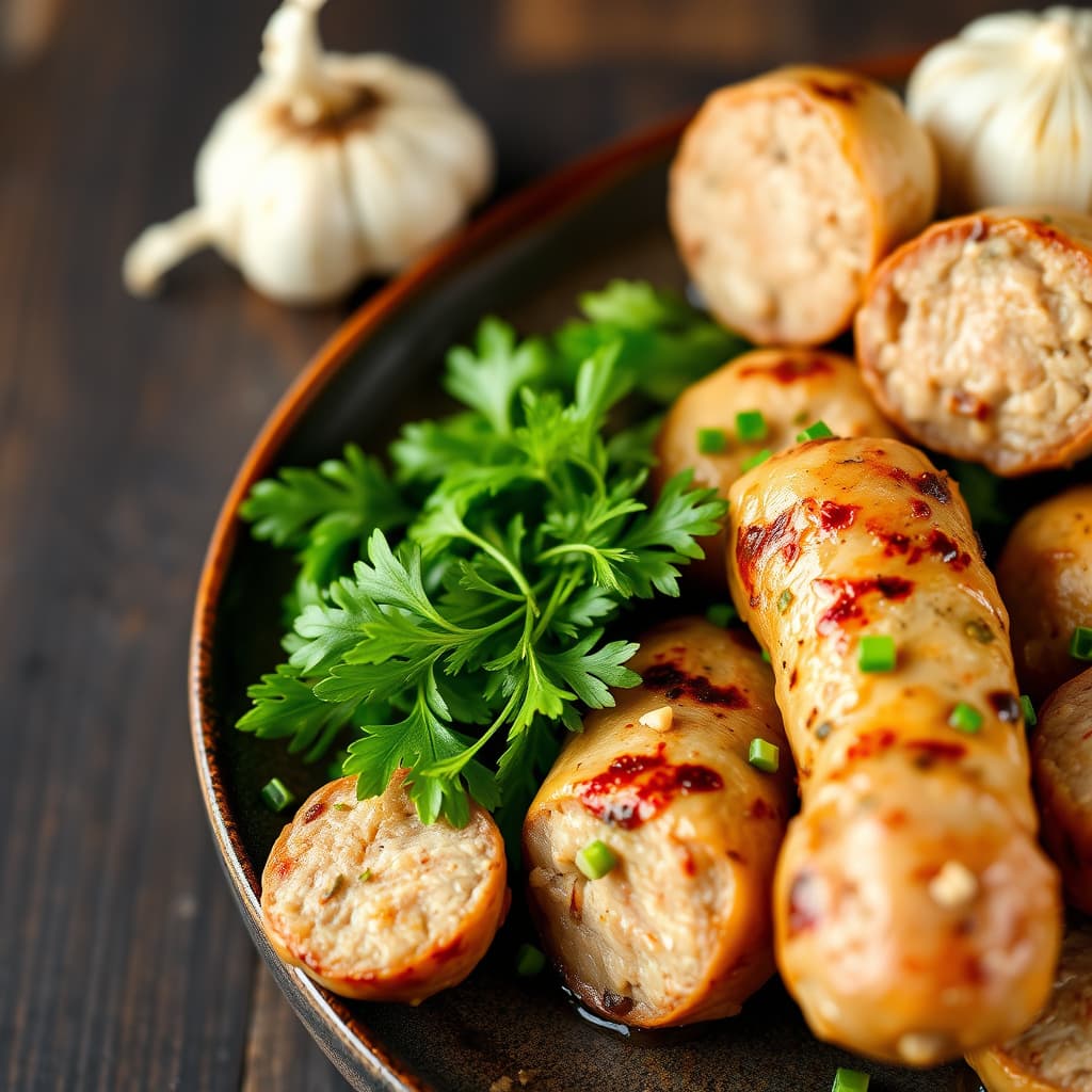 Hvitløkspølse av svinekjøtt