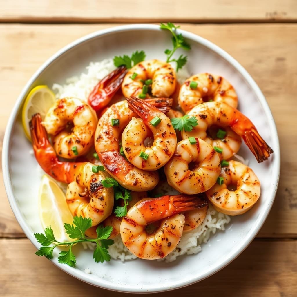 Hvitløkssmøret røkte reker