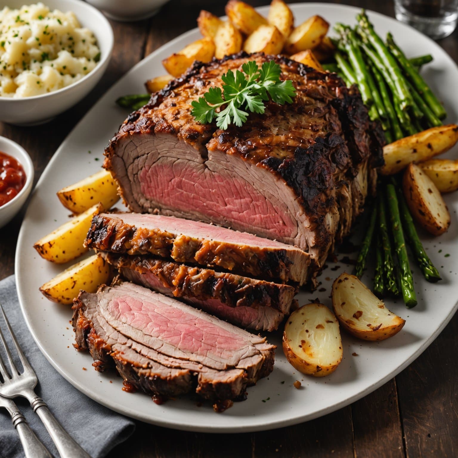 Idaho-potet-omsluttet ribbe av storfekjøtt