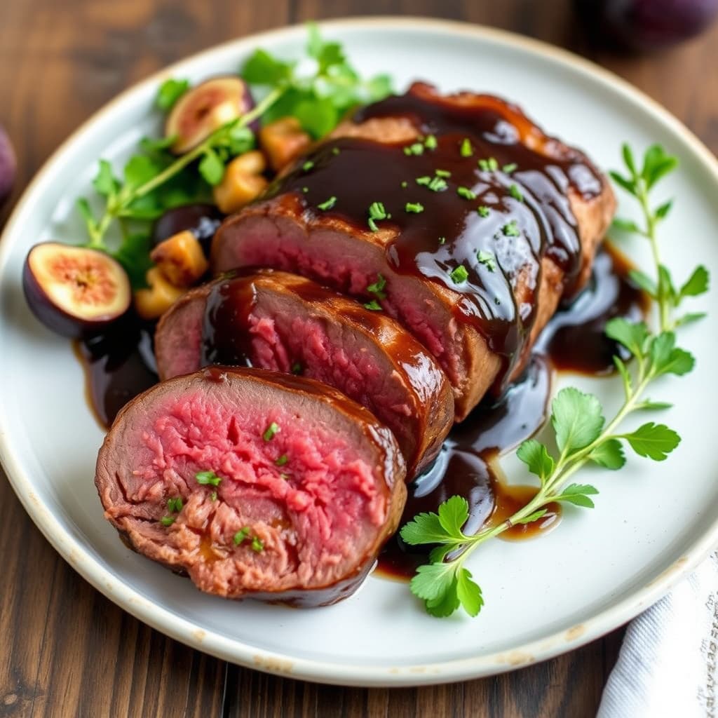 Indrefilet av storfe med costaricansk kaffe- og balsamico-fiken-glaze