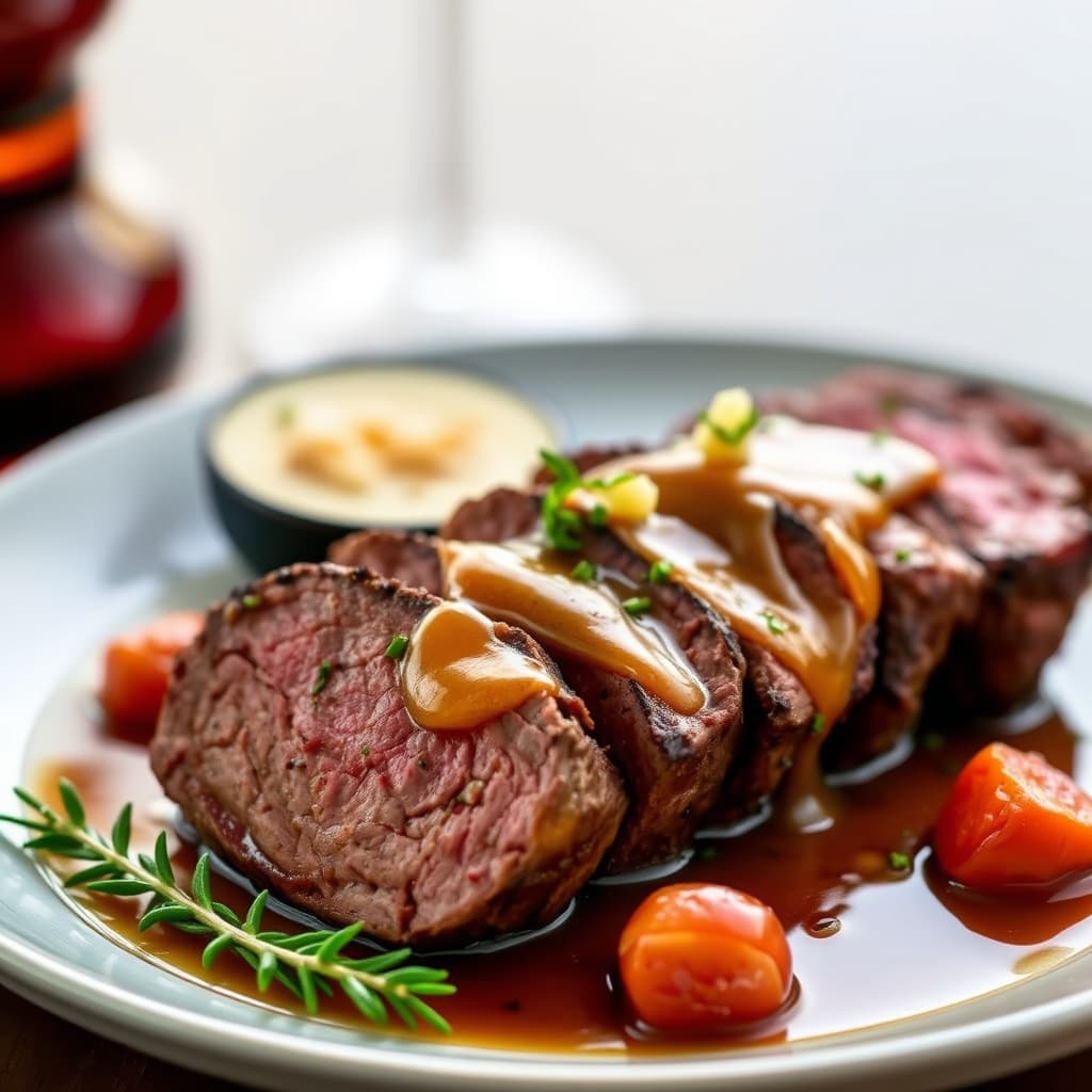 Indrefilet av storfe med hvitløk og brandy
