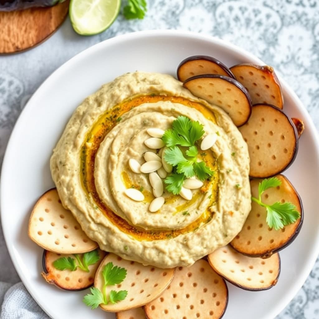 Ingefær, mandel og auberginedip