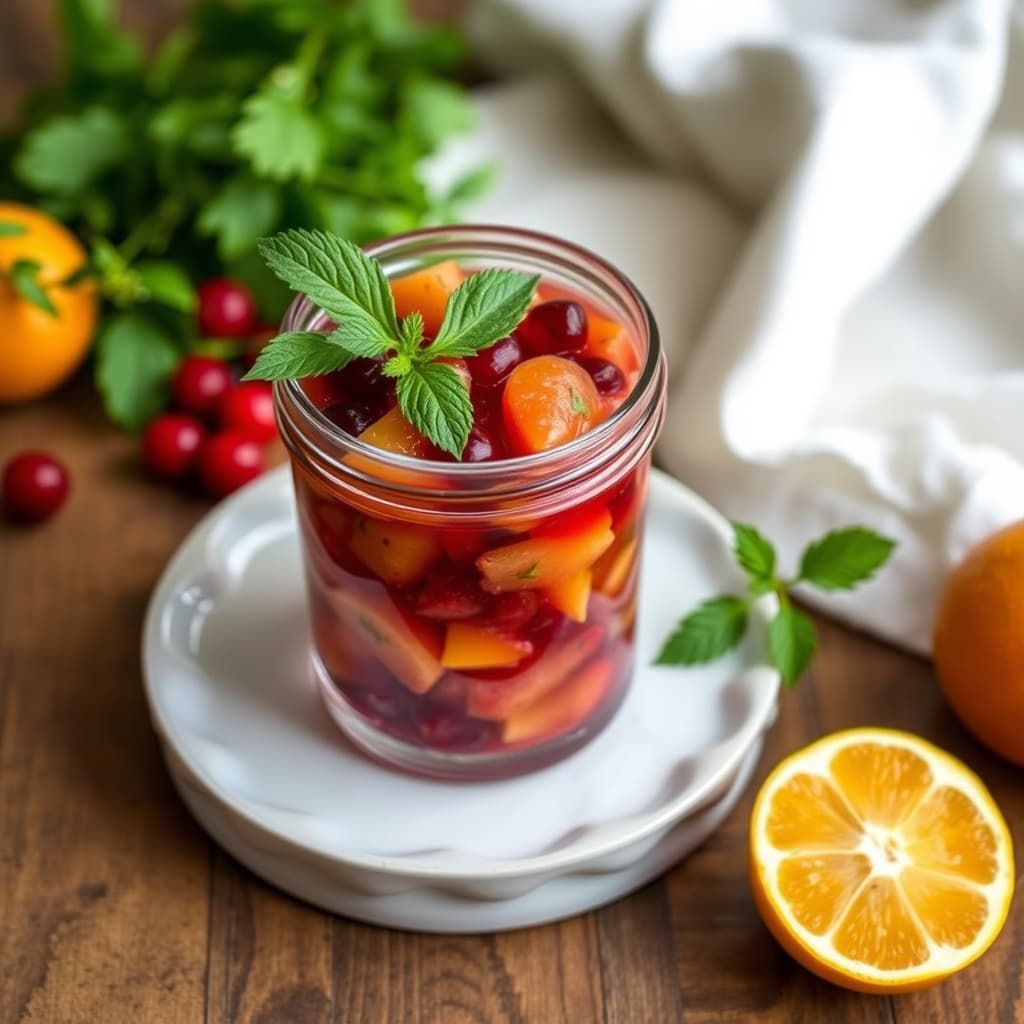 Ingefær- og tranebær- og kumquat-relish