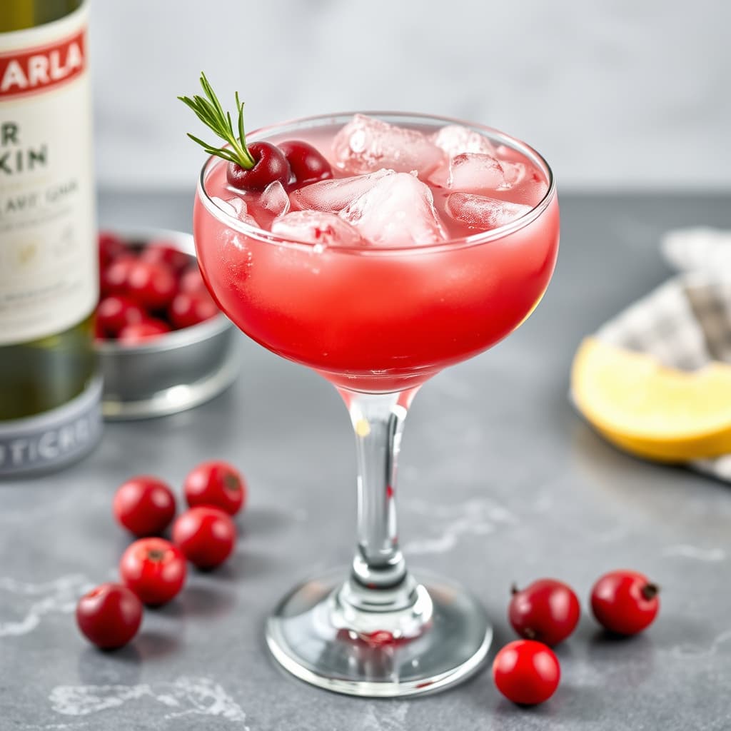 Ingefær- og tranebærcocktail (frossen vodka eller gin)