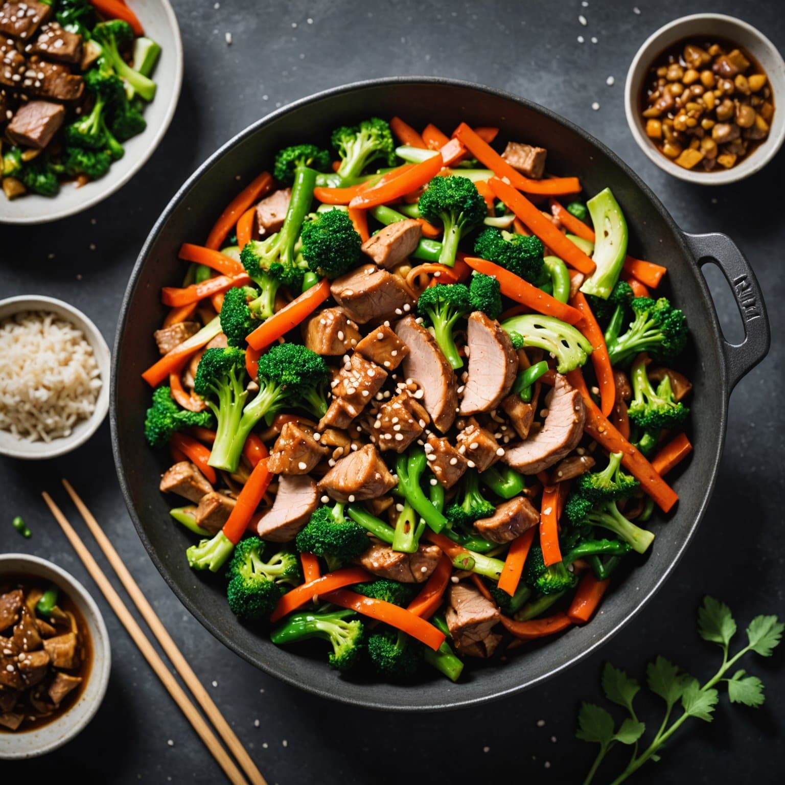 Ingefærgris og grønnsakswok