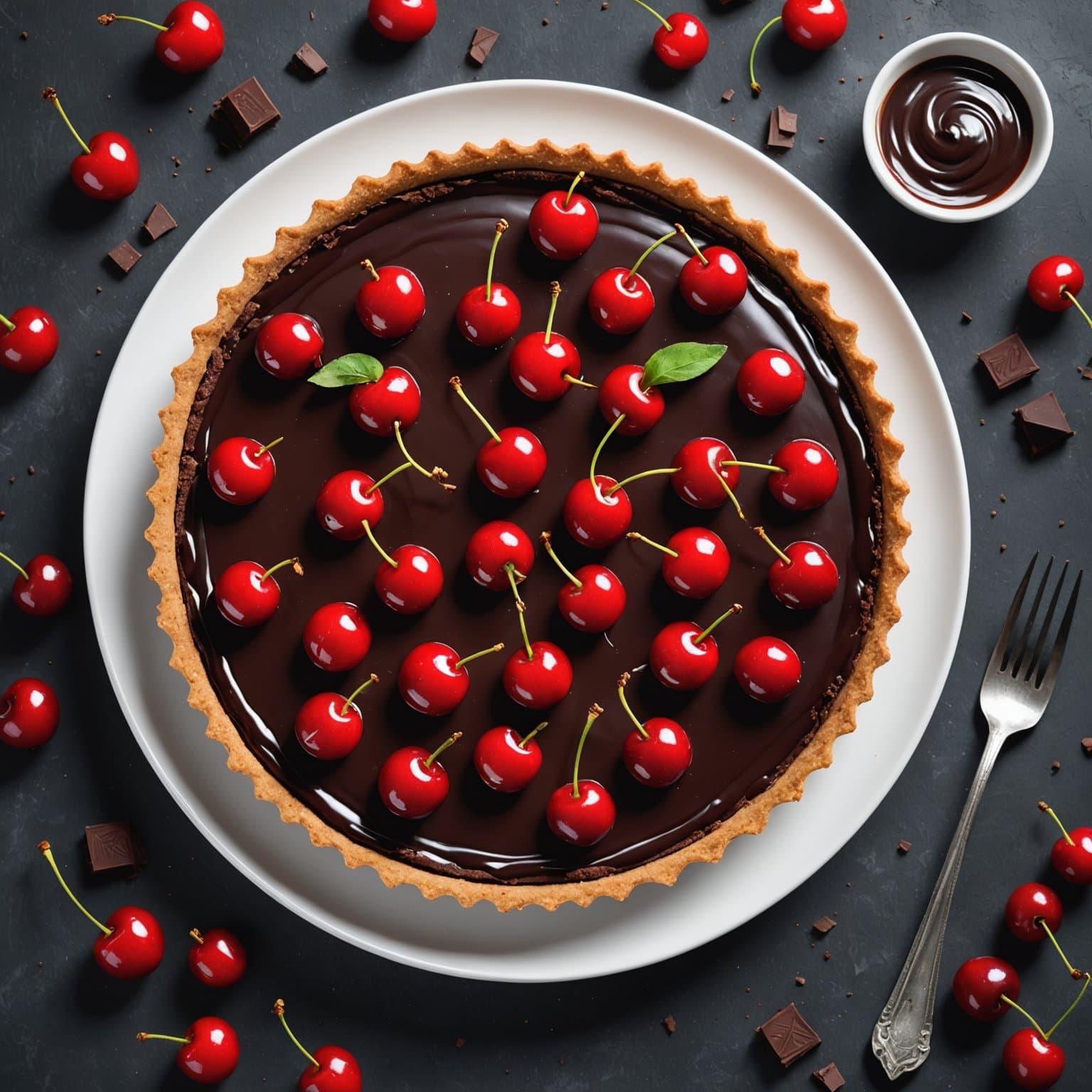 Ingen-bake mørk sjokolade- og kirsebærtærte