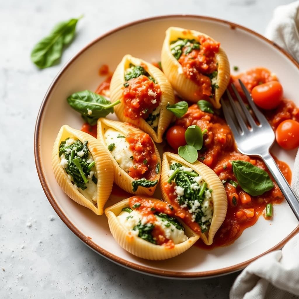 Ingen oppskrift Oppskrift: Spinat og ricotta store skjell