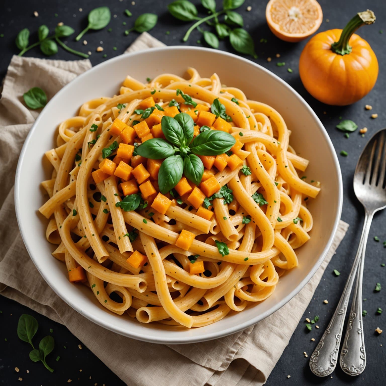Isa sin veganske Alfredo-pasta med butternut squash