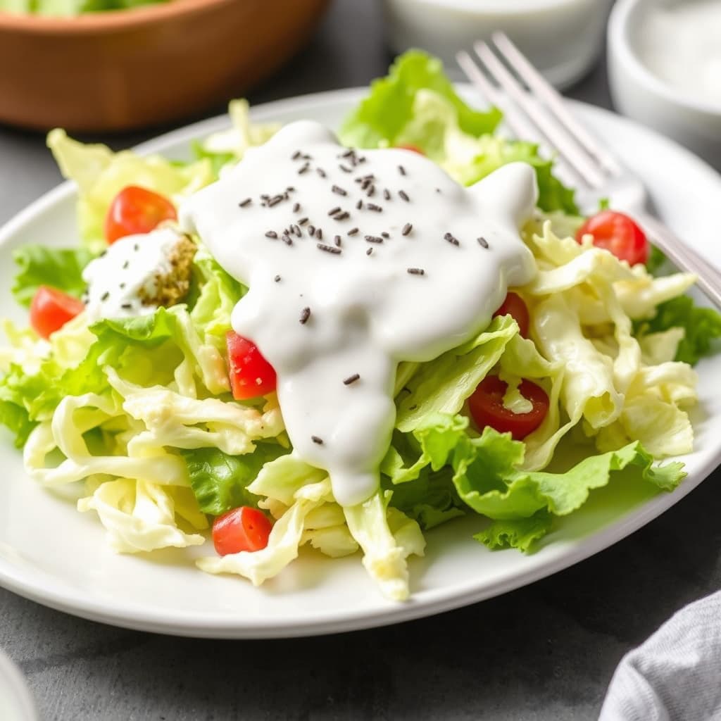 Isbergsalat med rømmedressing med ranch-smak