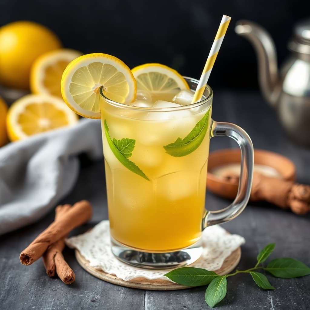 Iskald sitron-ingefær-te