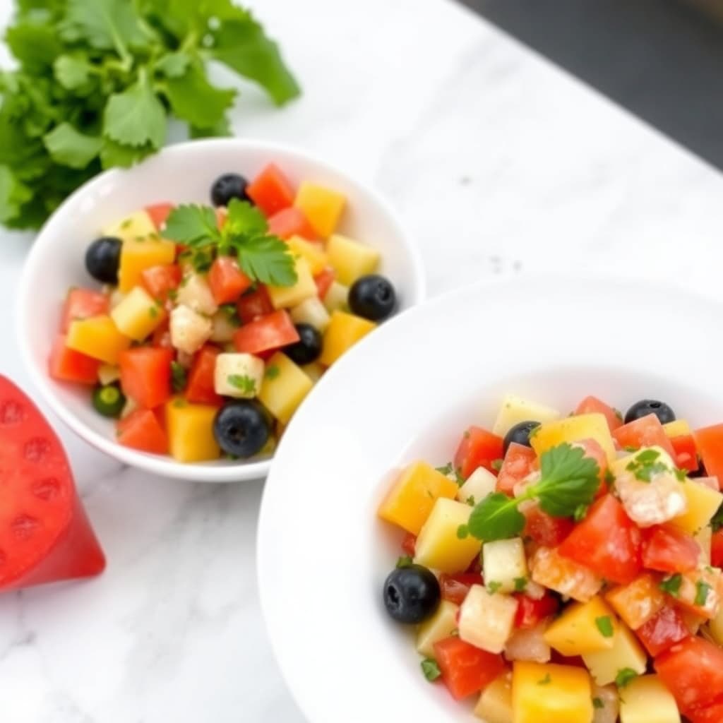 Island ceviche med tropisk frukt