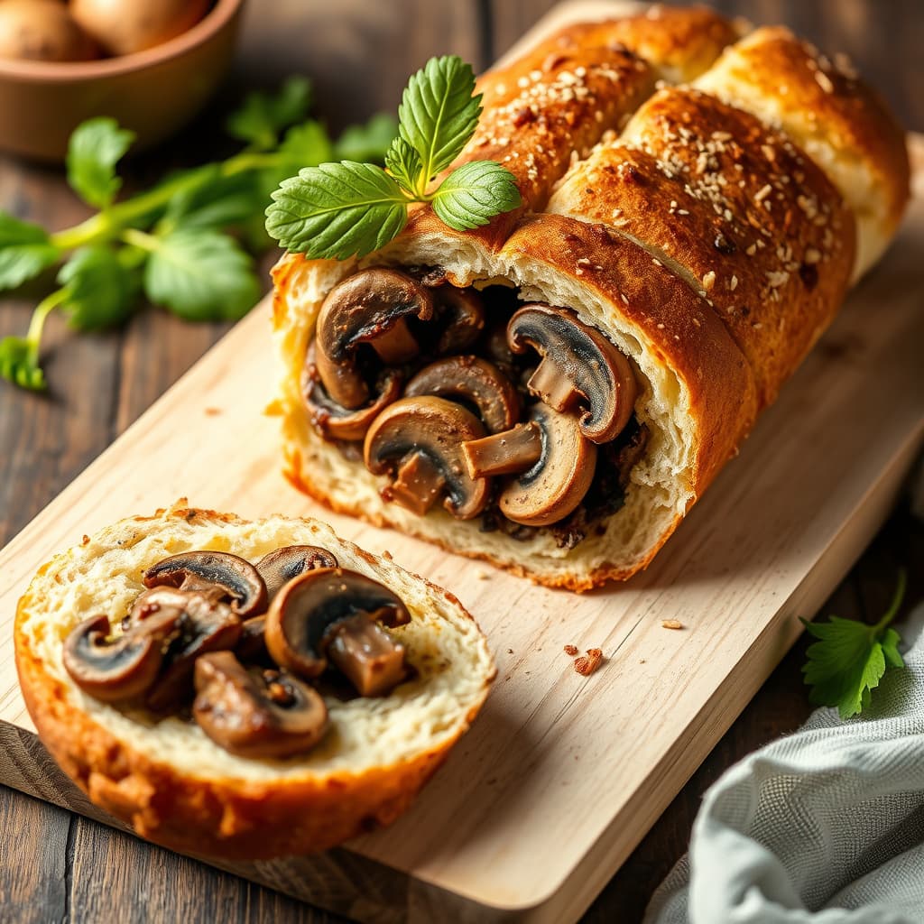 Italiensk brød fylt med sopp