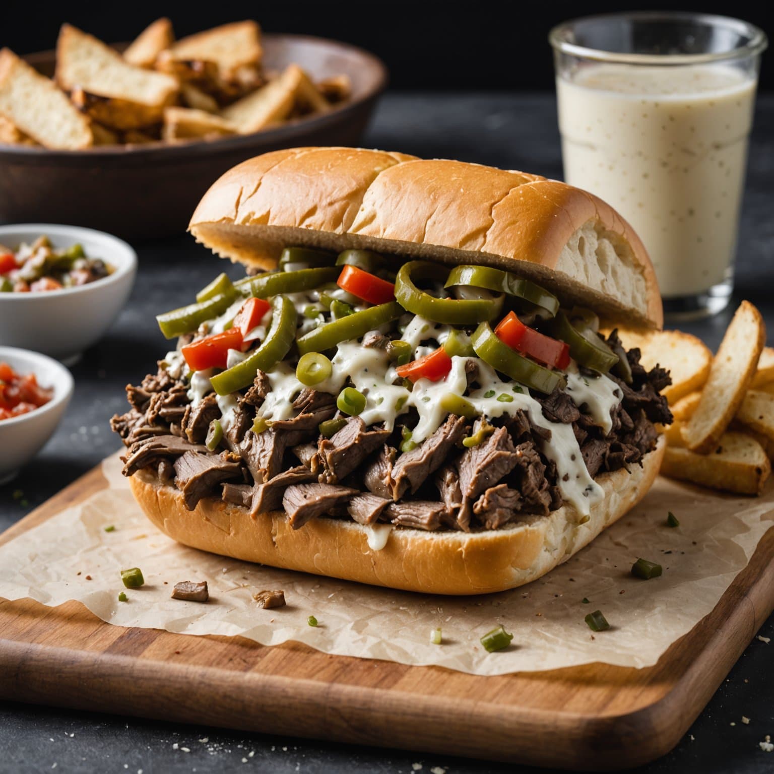 Italiensk cheesesteak-sandwich
