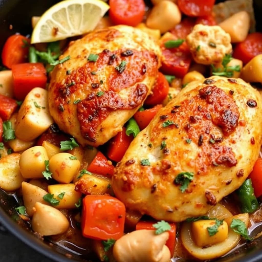 Italiensk kylling- og grønnsakspanne