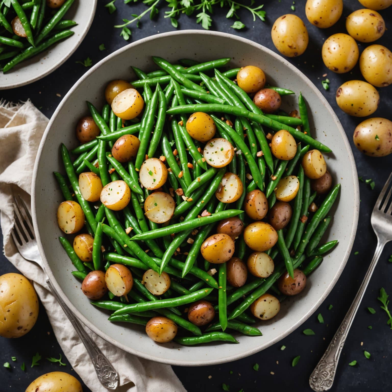 Italienske grønne bønner og poteter