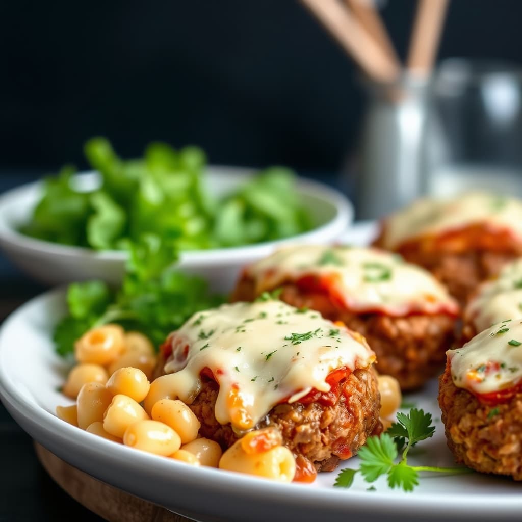 Italienske små kjøttkaker med makaroni og tre oster