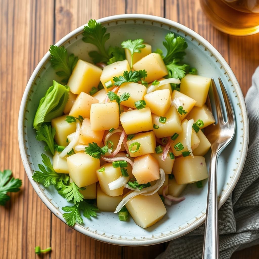 Japansk-inspirert potetsalat med daikon og agurk