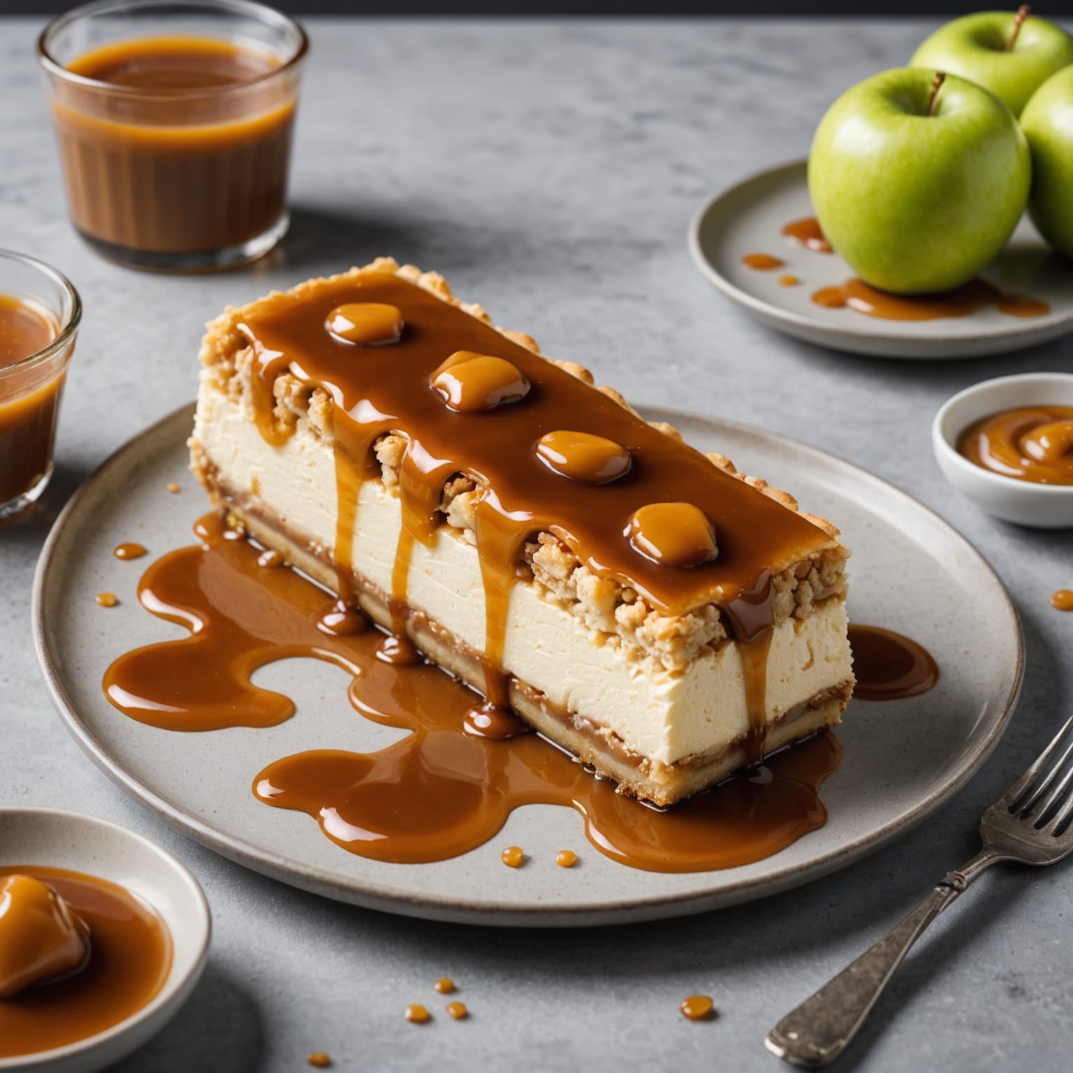 JDs eplepai-ostekake-logg med salt karamellsaus
