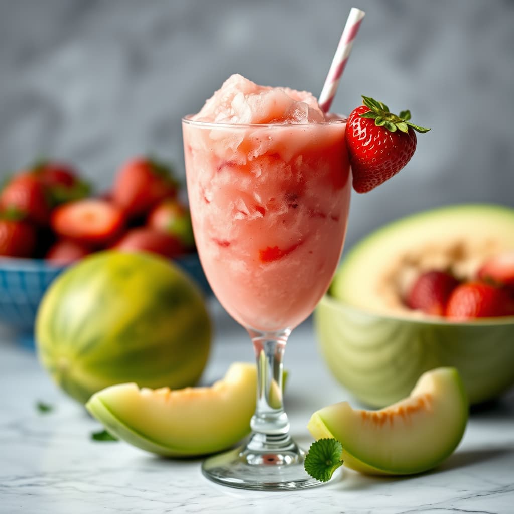 Jordbær Daiquiri-slush med honningmelon