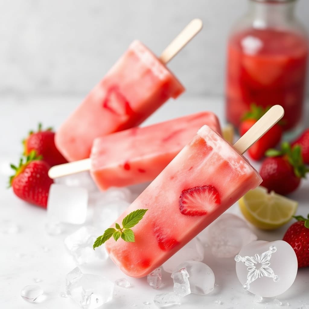 Jordbær Margarita-is på pinne