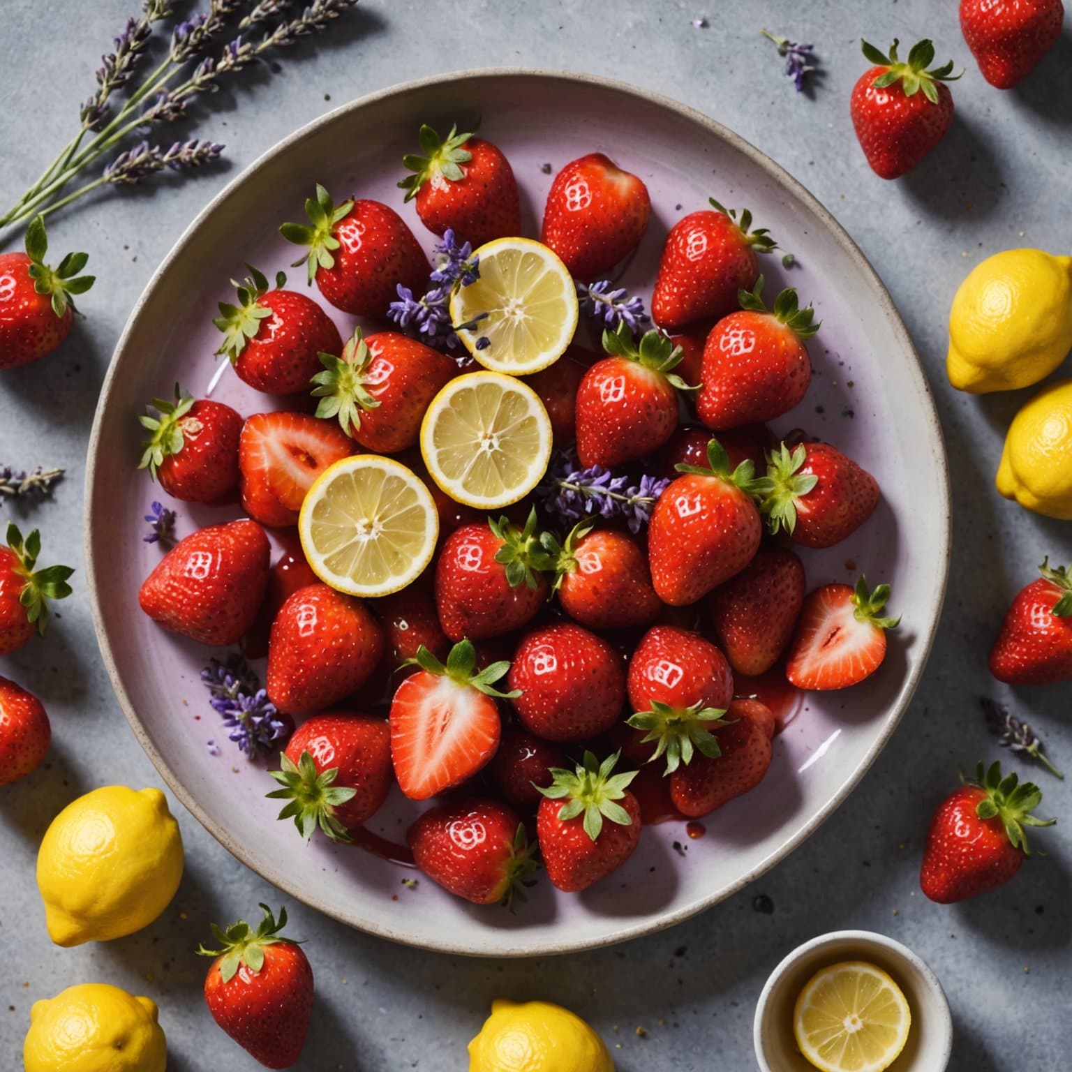 Jordbær med sitronsukker og lavendelsirup