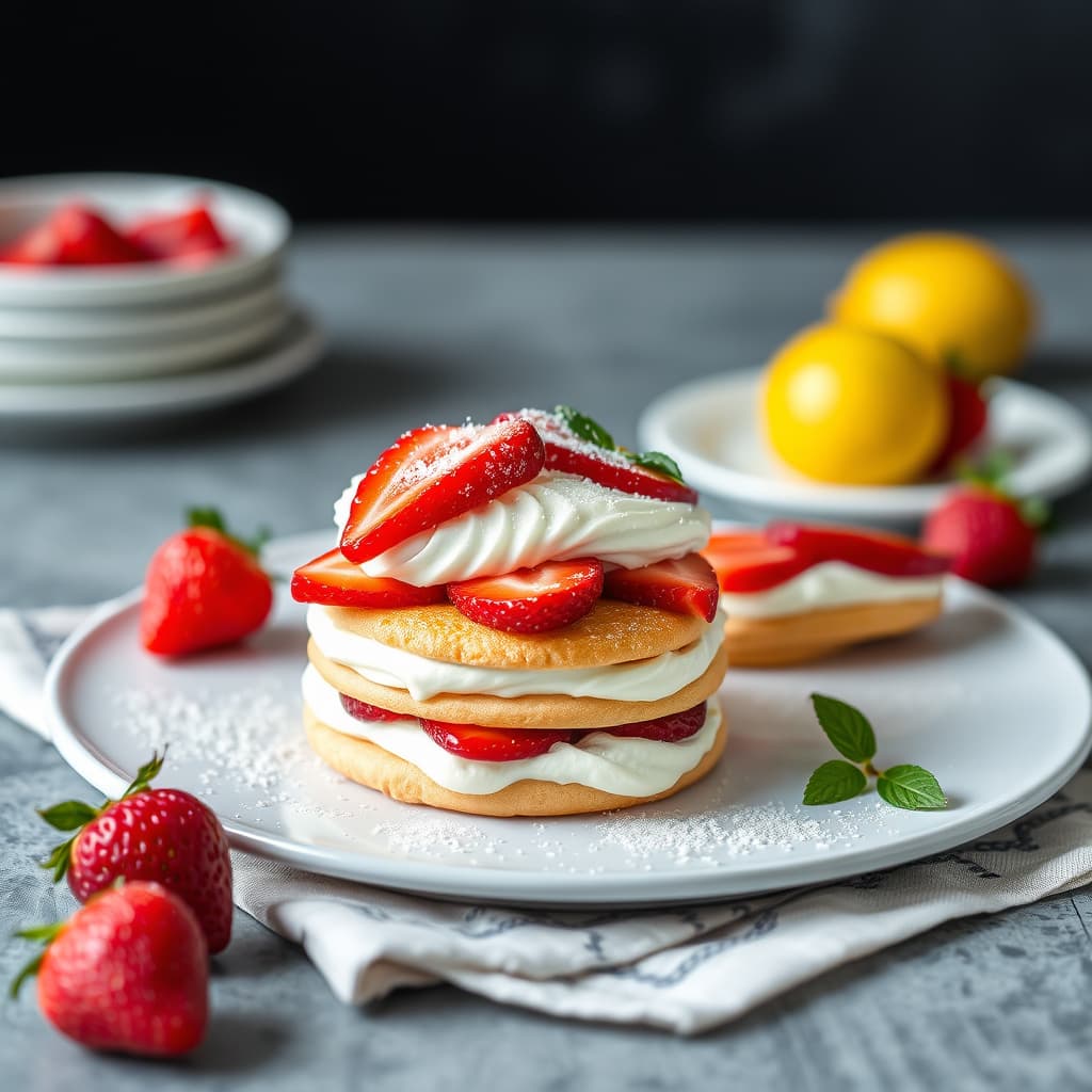 Jordbær Napoleon med sitronkrem