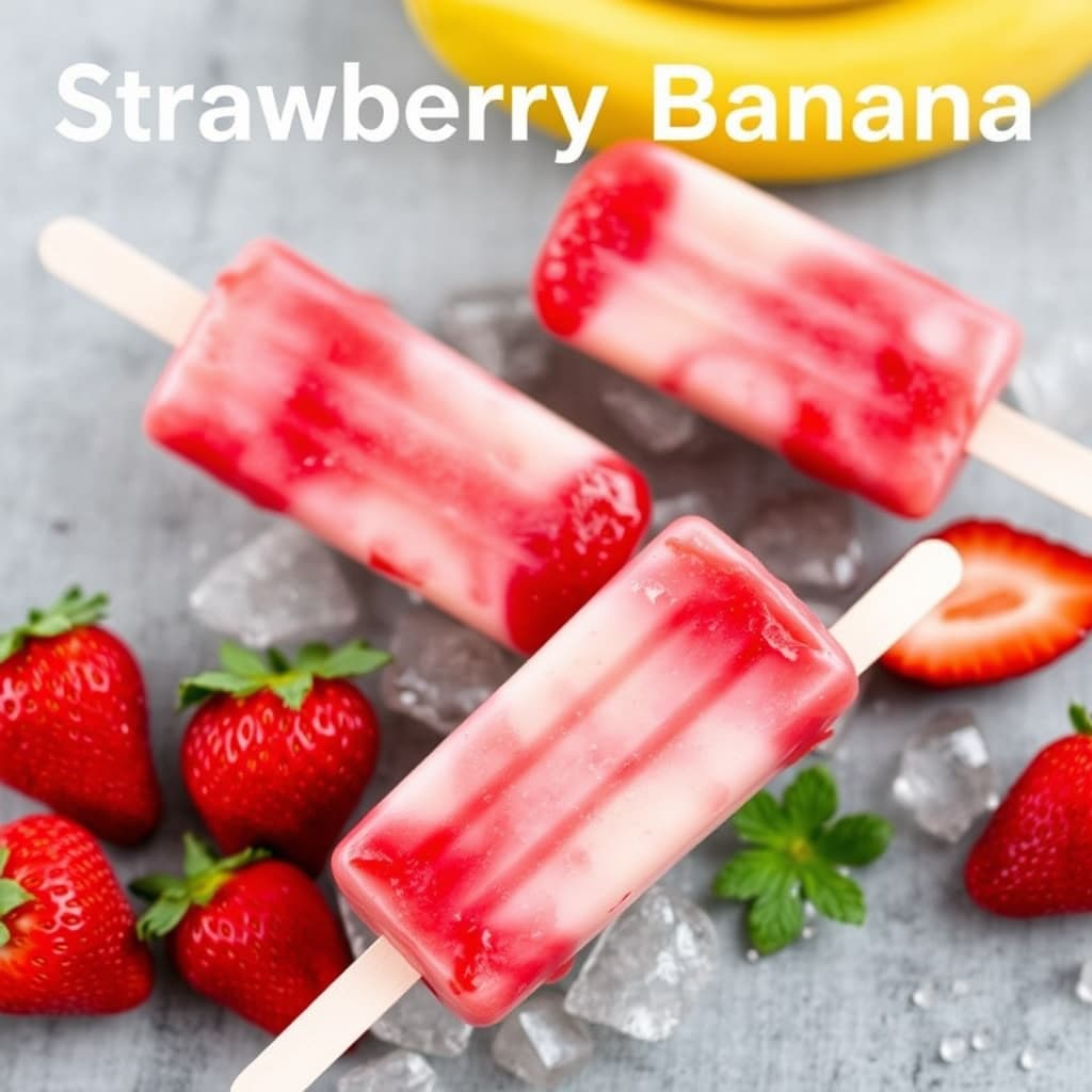 Jordbær- og bananiskrempinner