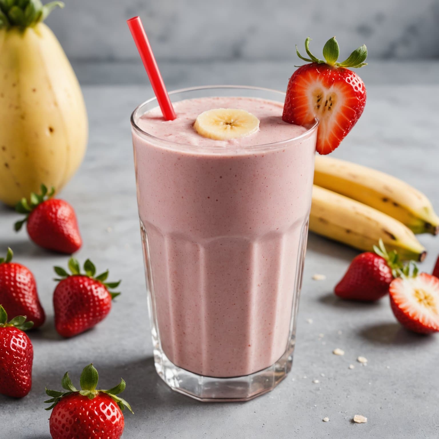 Jordbær- og bananshake med høyt proteininnhold