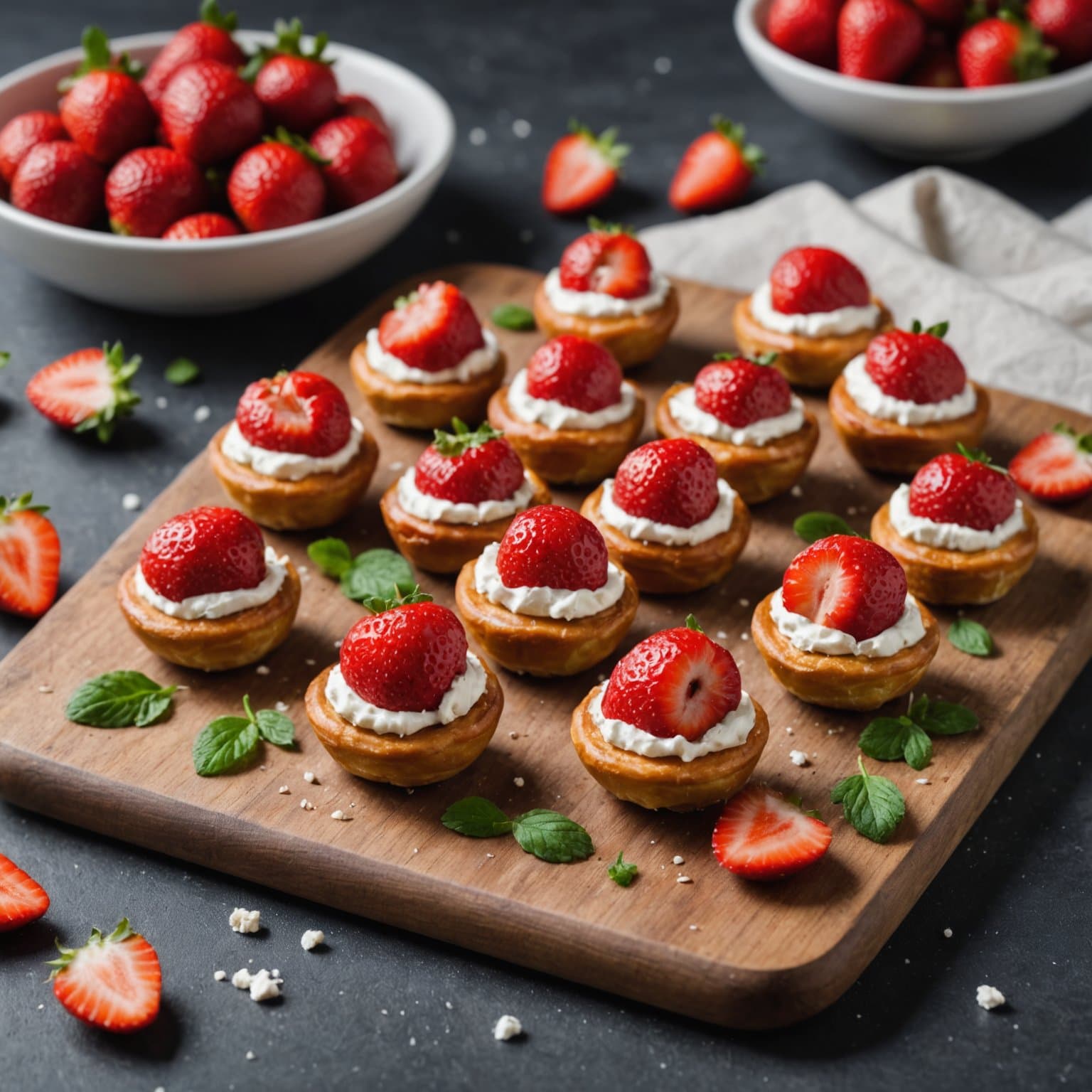 Jordbær- og geitostpretzelsnacks