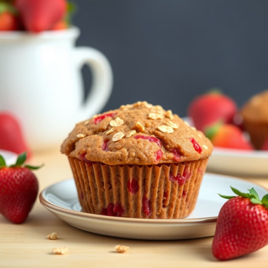 Jordbær- og havremuffins